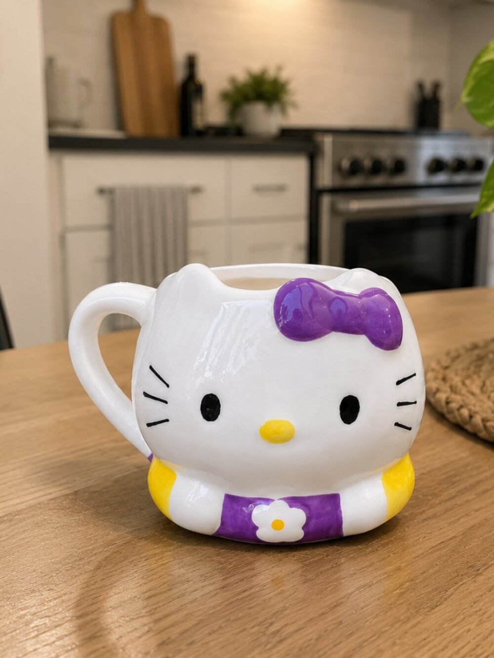 Hello Kitty Purple Bow Ceramic Mini Mug Cup 2004 Sanrio Figural